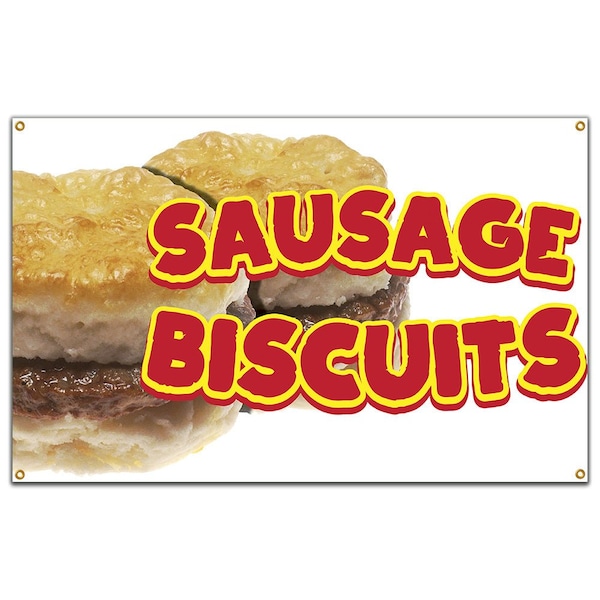 Sausage Biscuits Banner Concession Stand Food Truck Single Sided